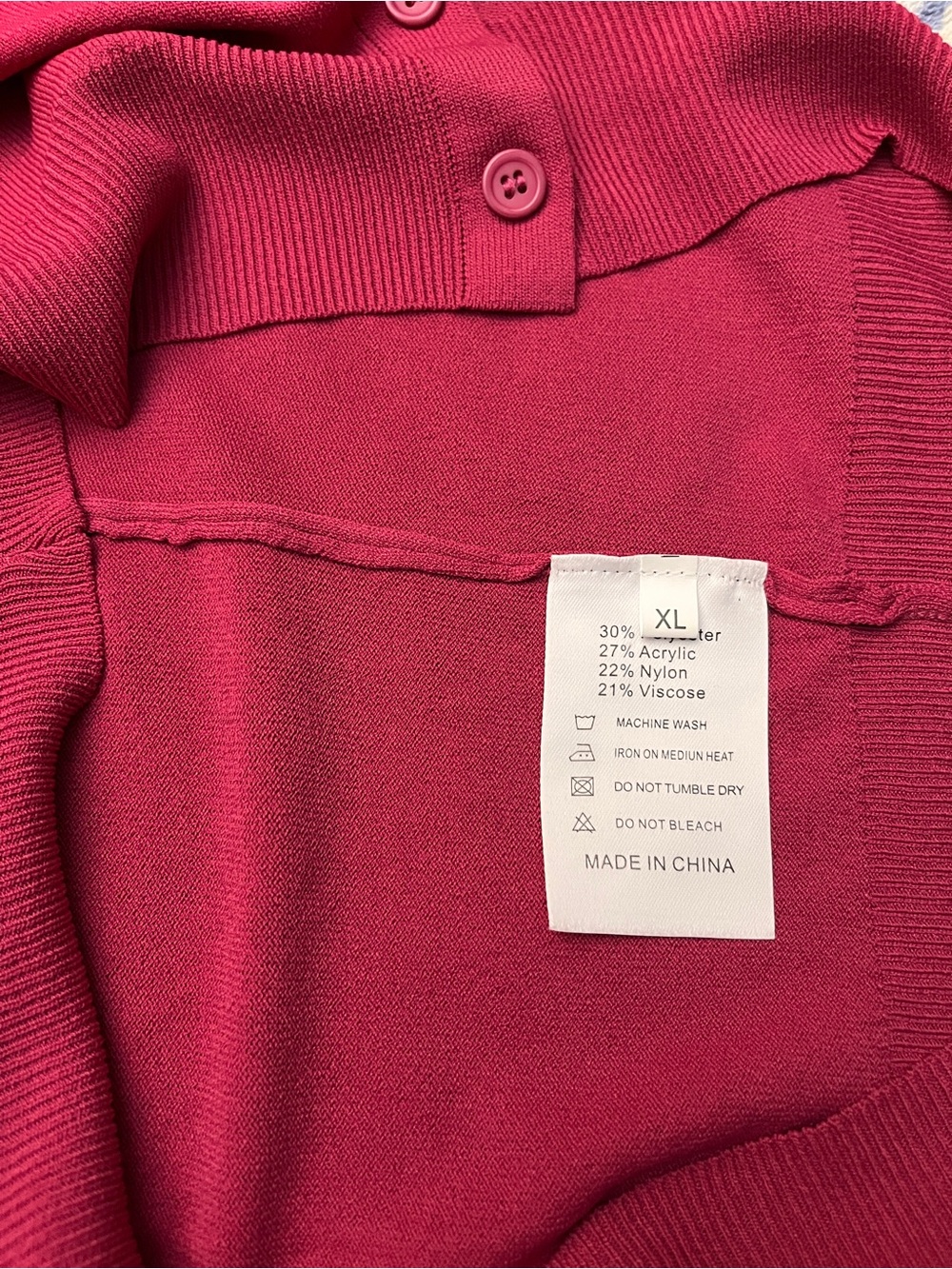 Lightweight Button-Front Short Sleeve Top — Raspberry - Picture 5 of 5